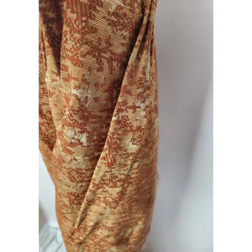 Vtg. 70's Orange Print Thick Lined Pinch Pleat Curtains 25